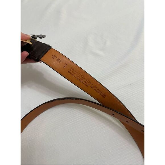 Vtg COACH 7602 Brown Belt Men’s 42 Cowhide Leather Solid Brass Buckle USA NOS - Picture 11 of 11